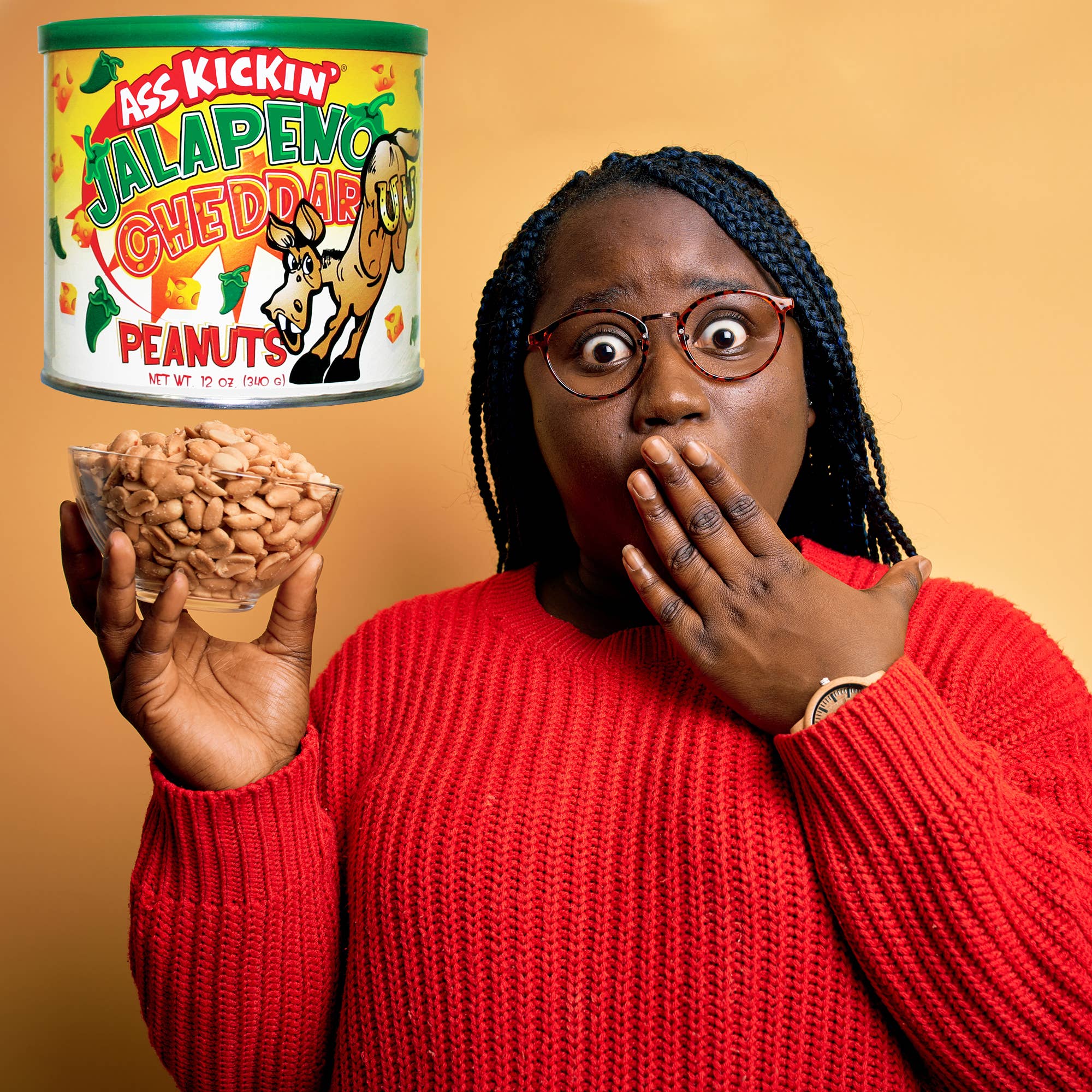 Ass Kickin’ Jalapeno Cheddar Peanuts:  12oz. Can