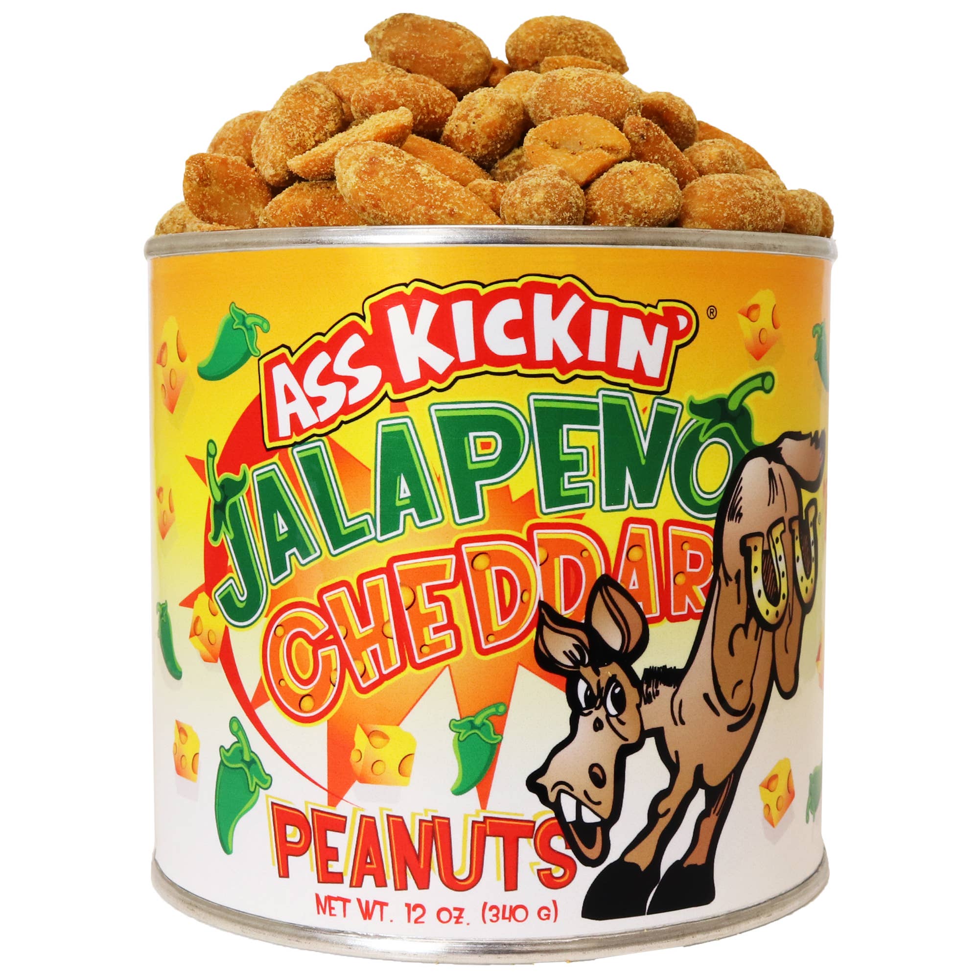 Ass Kickin’ Jalapeno Cheddar Peanuts:  12oz. Can