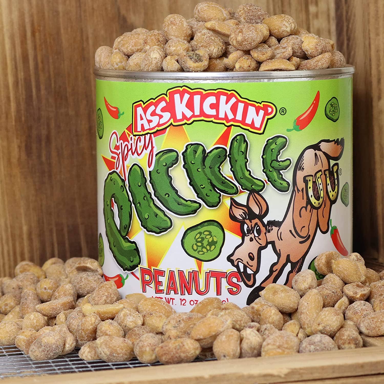 Ass Kickin’ Spicy Pickle Peanuts: 12oz. Can