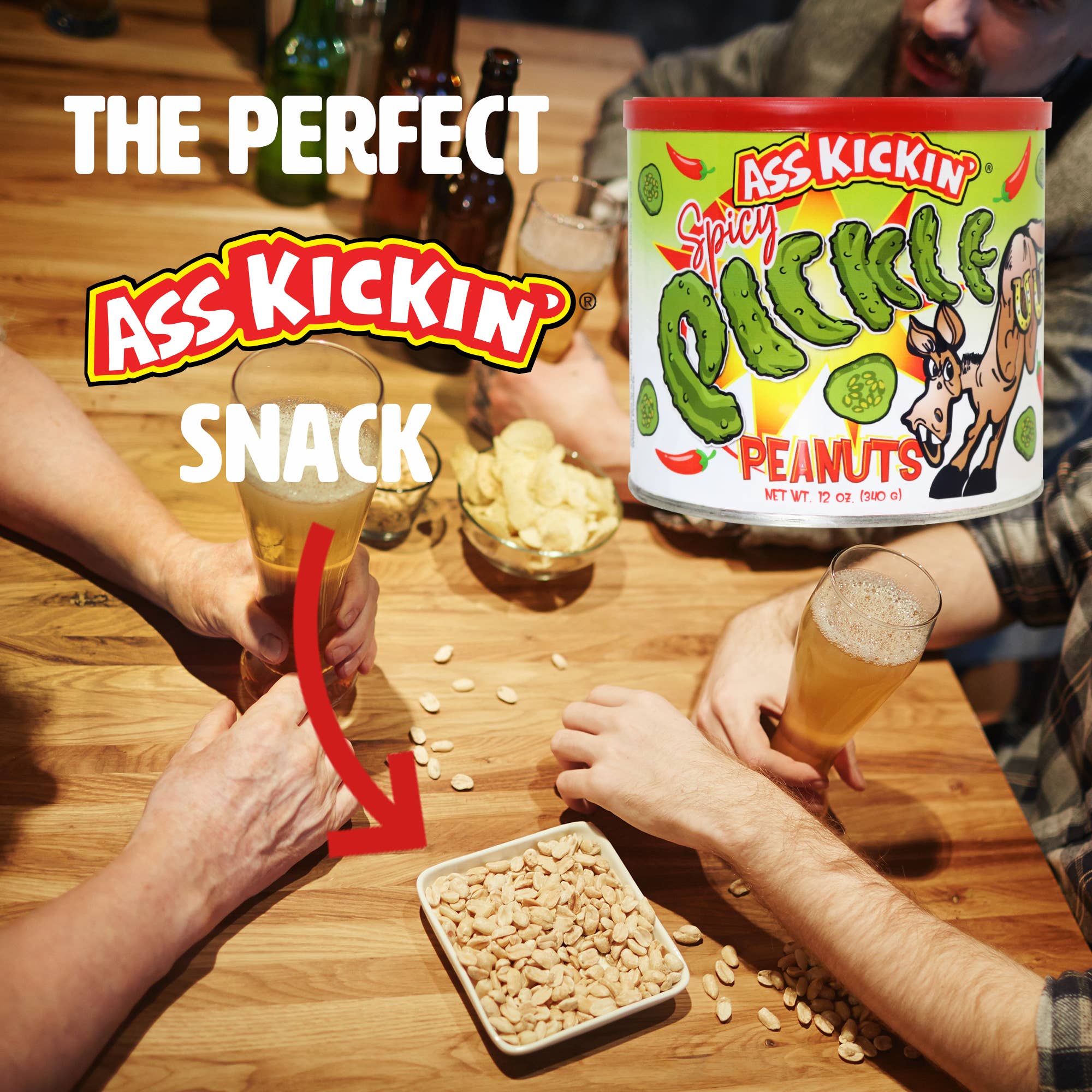Ass Kickin’ Spicy Pickle Peanuts: 12oz. Can