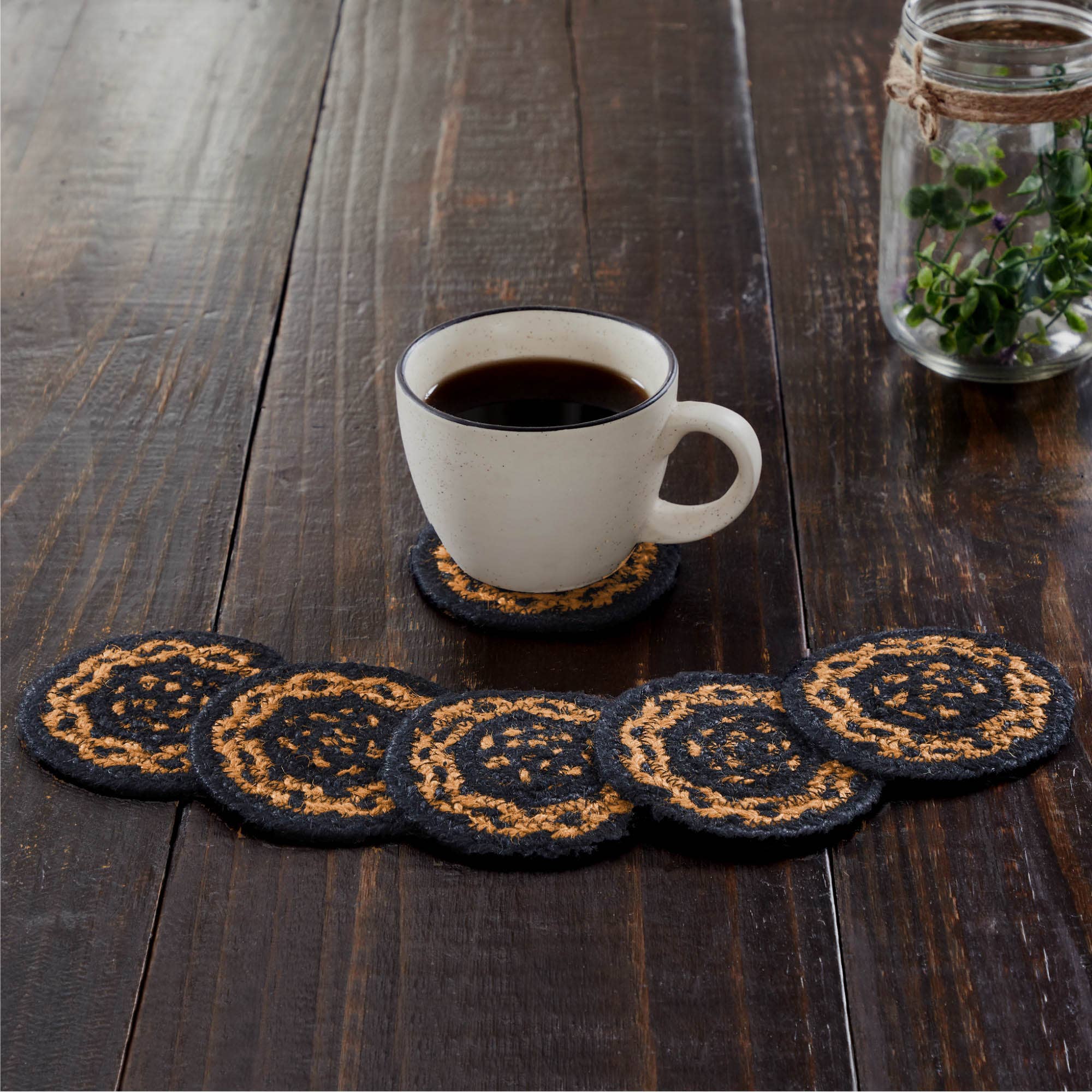 Black & Tan Jute Coaster