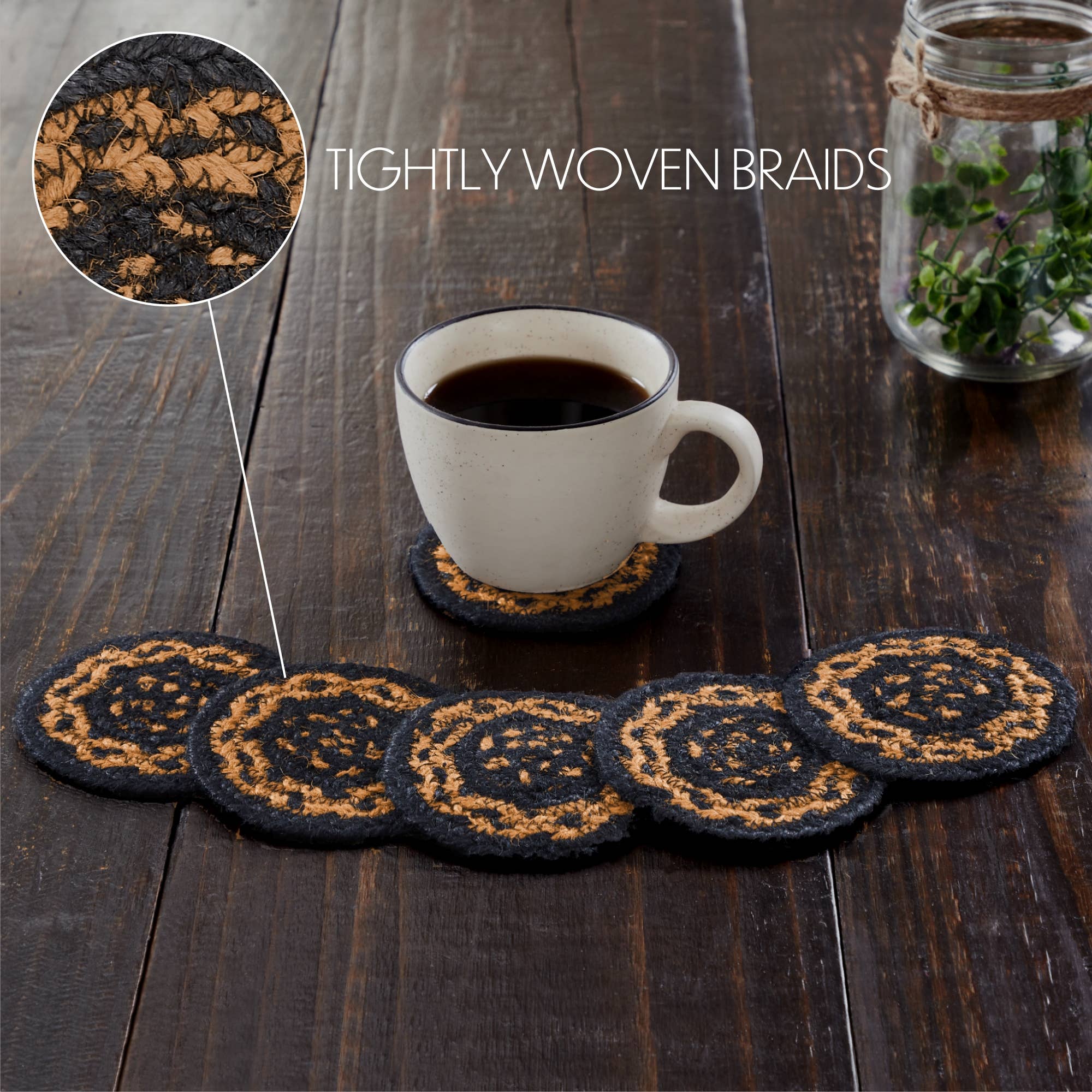 Black & Tan Jute Coaster