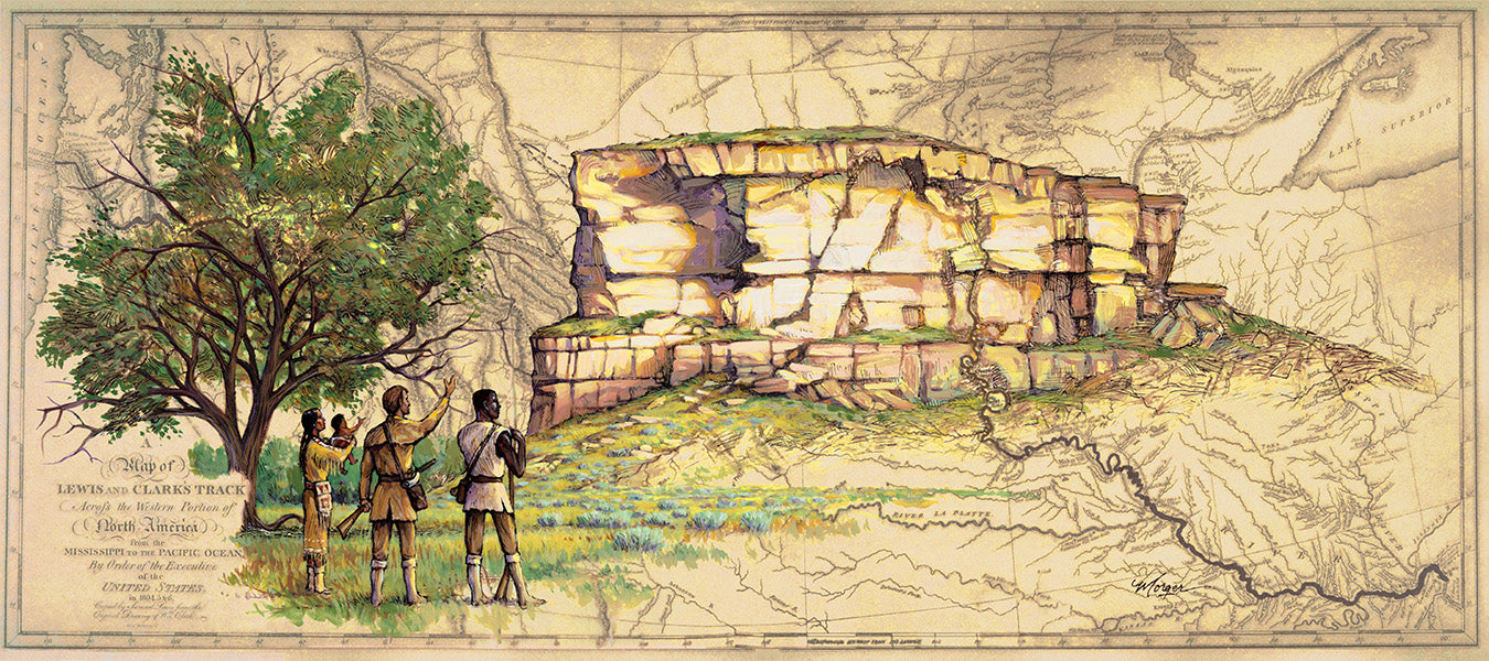 Lewis and Clark - Artist Brian Morger "Pompey's Pillar" - Lewis and Clark Collection