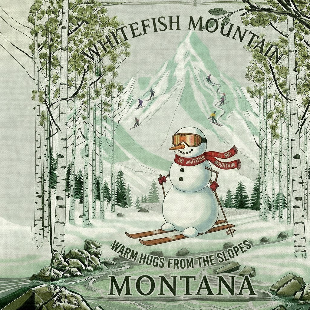Whitefish Mountain Montana Ski Inspired Magnet