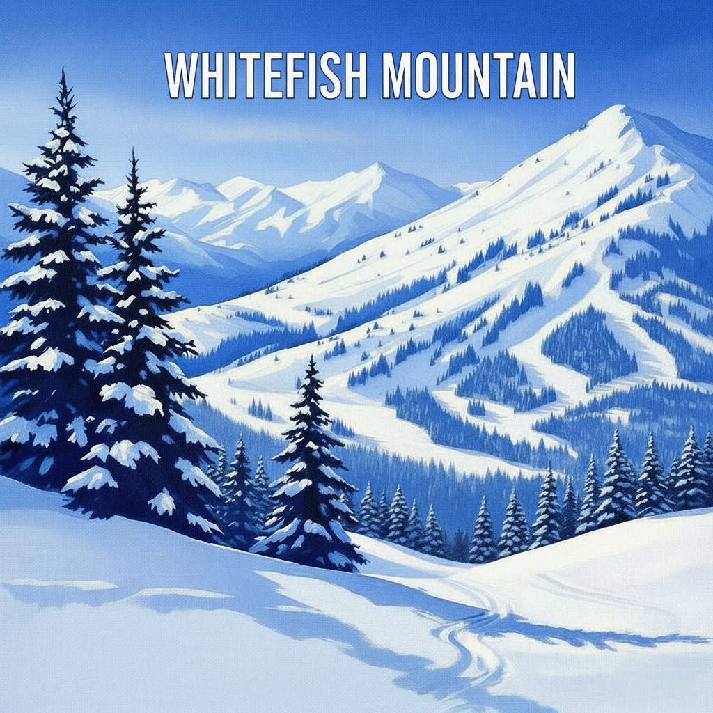 Whitefish Mountain Montana Ski Inspired Magnet
