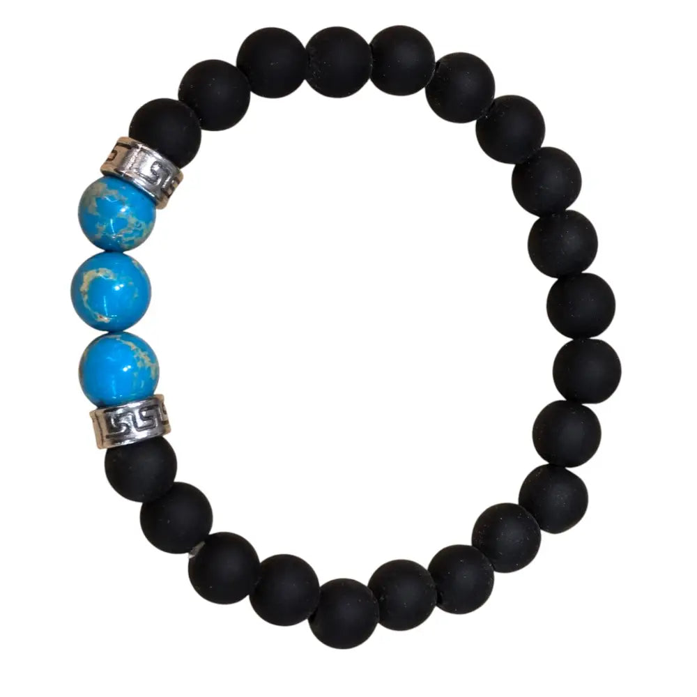 Black Beads Accented by Turquoise Stone Beaded Bracelet