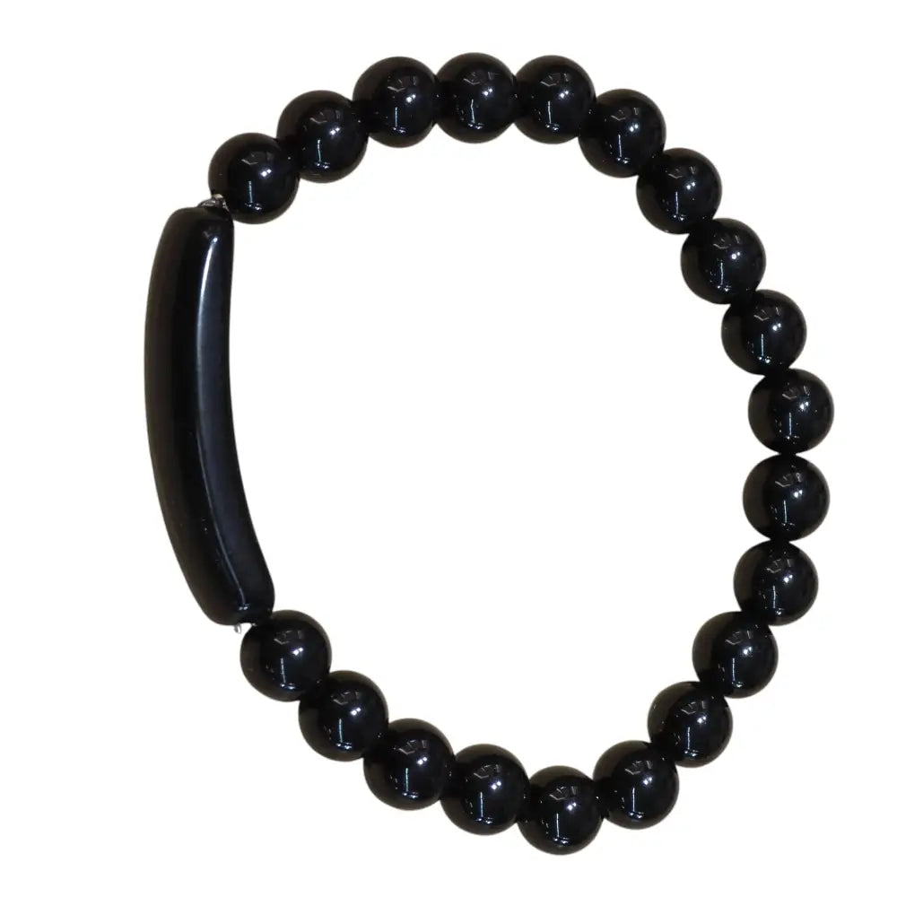 Black Obsidian Stone Beaded Bracelet