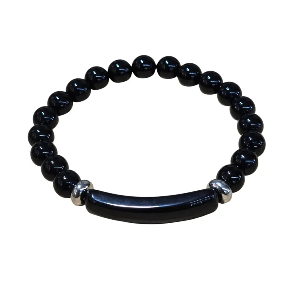 Black Obsidian Stone Beaded Bracelet