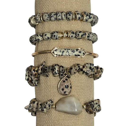 Boho 5 Piece Natural Stone Bracelet Collection Bracelet