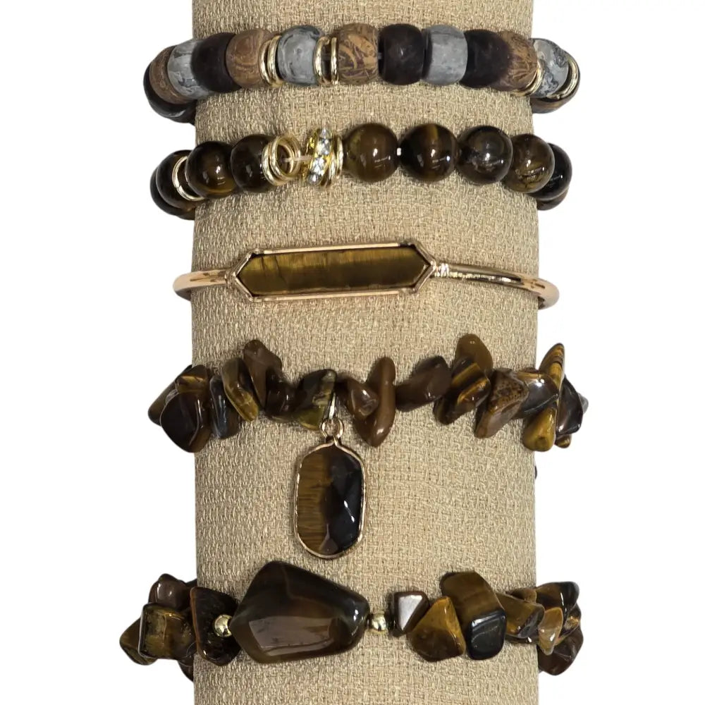 Boho 5 Piece Natural Stone Bracelet Collection Bracelet