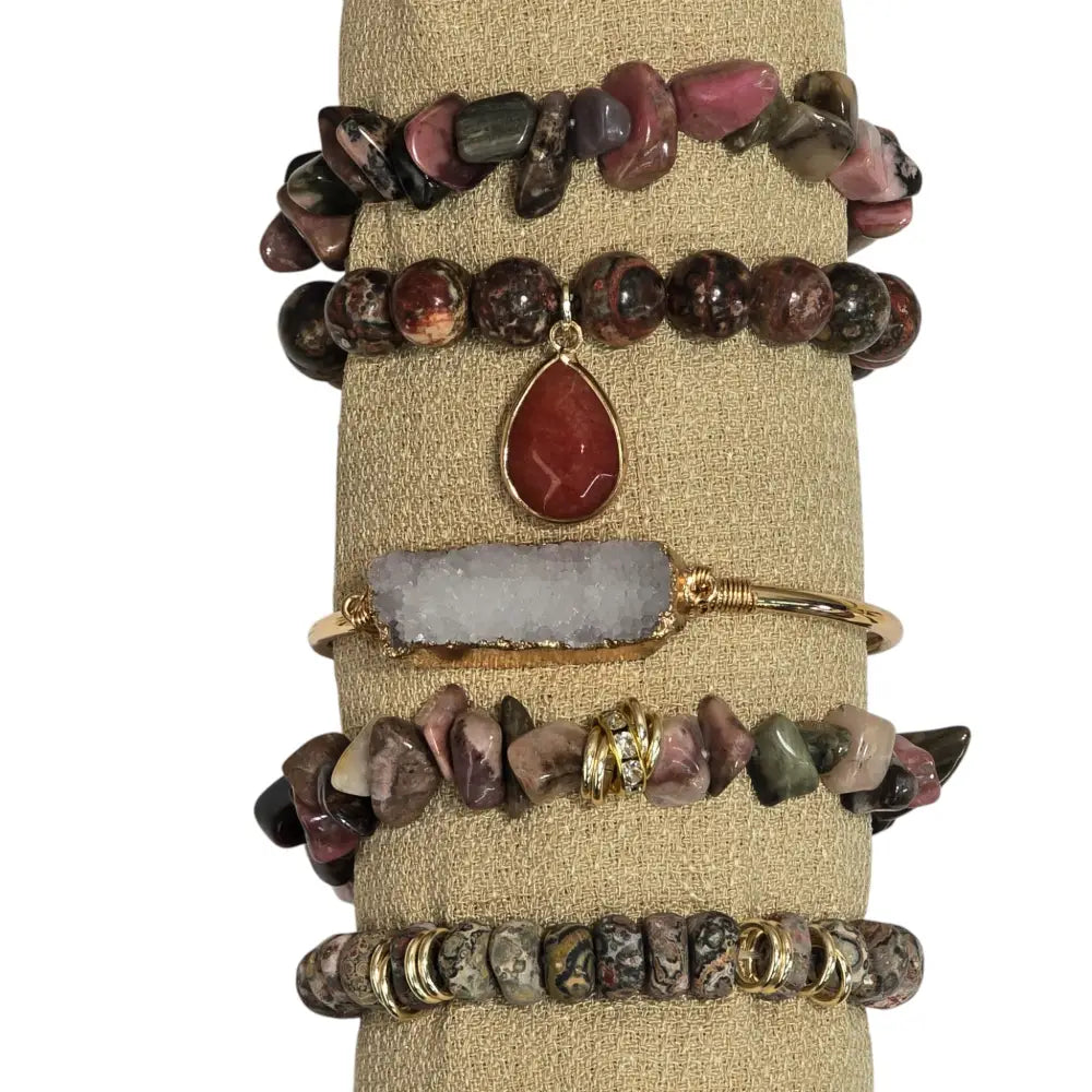 Boho 5 Piece Natural Stone Bracelet Collection Bracelet