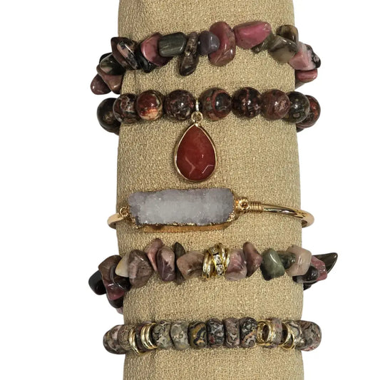 Boho 5 Piece Natural Stone Bracelet Collection Bracelet