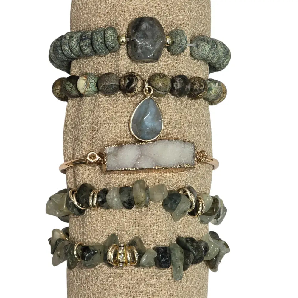 Boho 5 Piece Natural Stone Bracelet Collection Bracelet