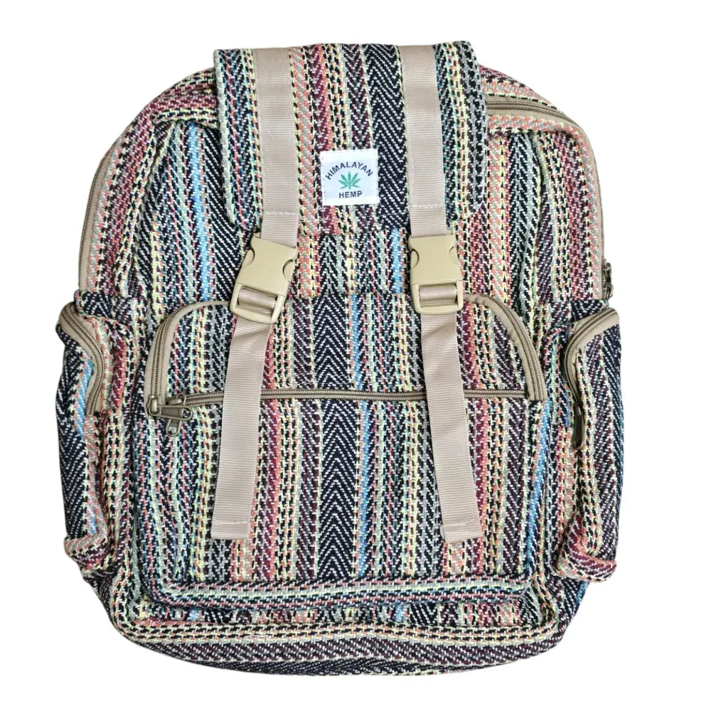 Boho Hemp Woven Multi-Compartment Backpack