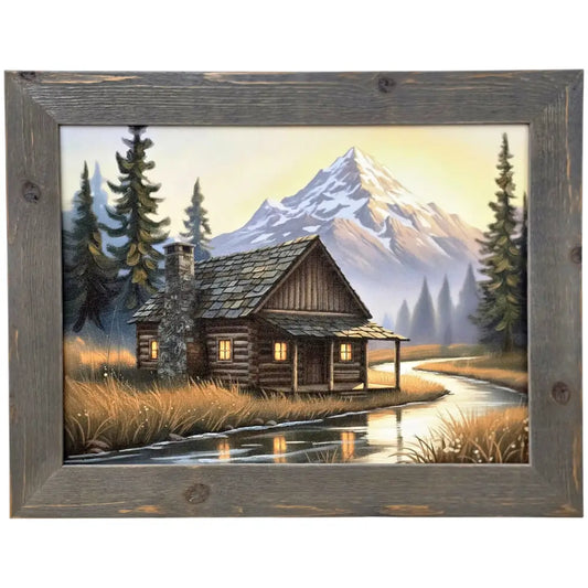 Cabin Retreat - A Rocky Mountain Paradise Handcrafted Framed Canvas Print
