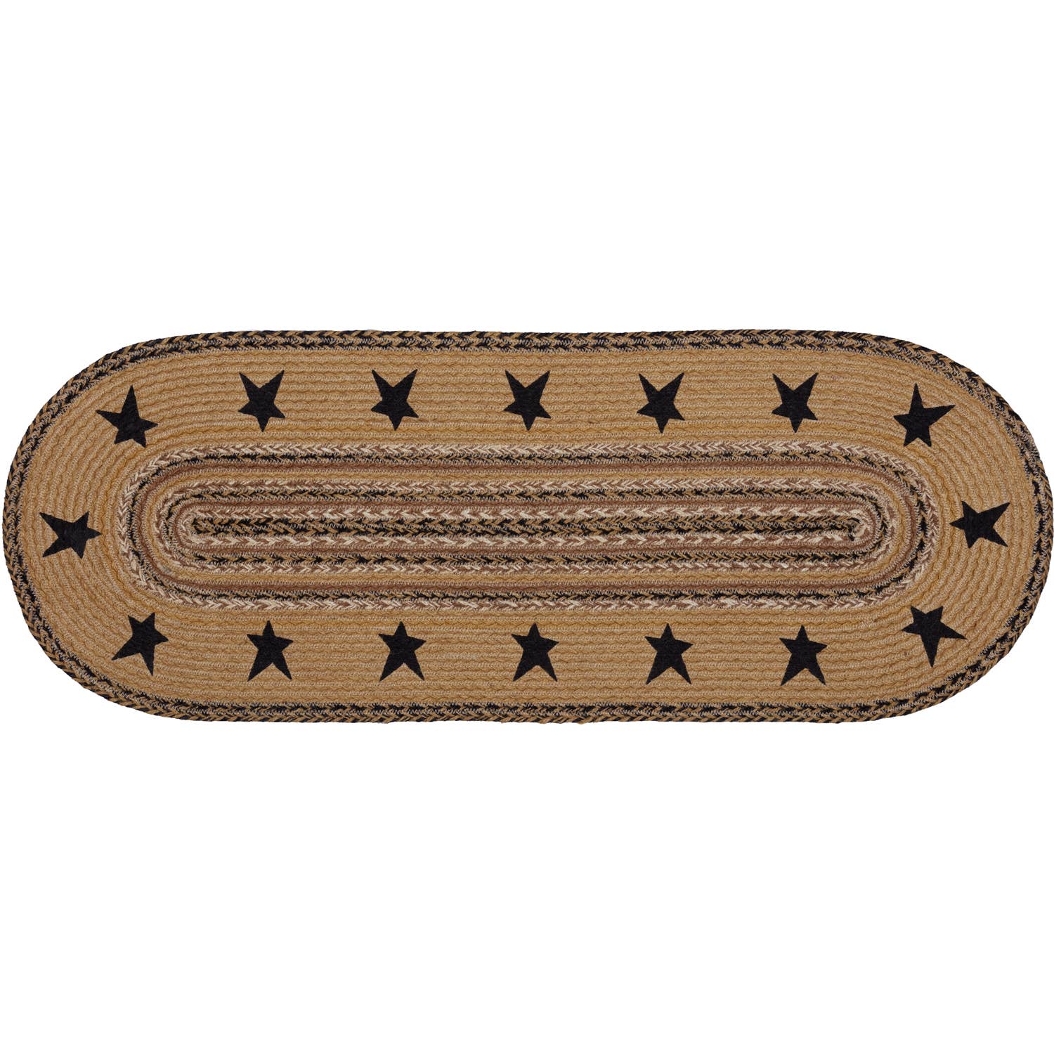 Kettle Grove Jute Runner Stencil Stars Border 13x36