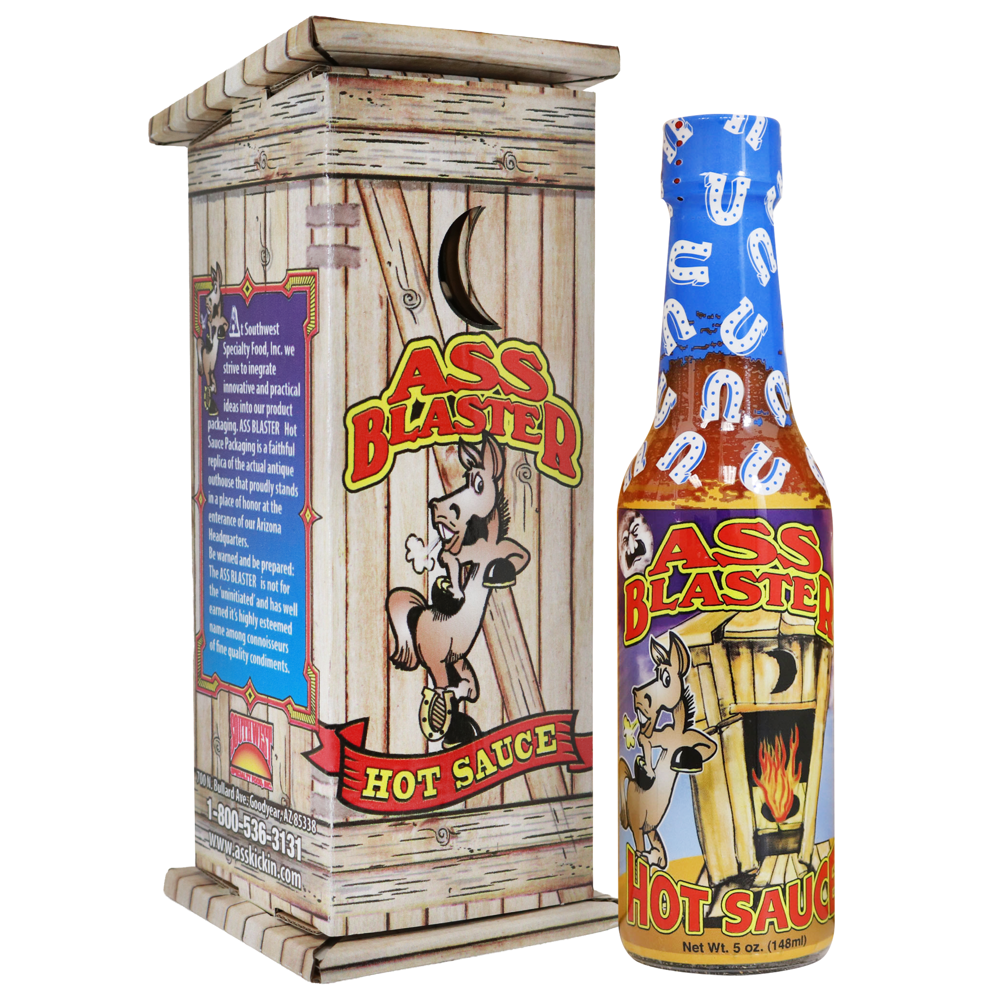 Ass Blaster Hot Sauce with Outhouse – Funny Spicy Gift Set: