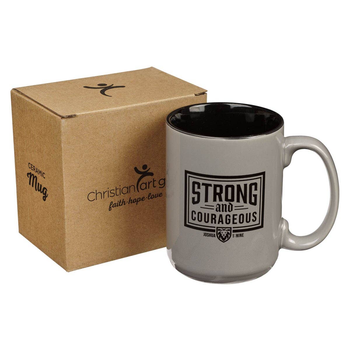 Mug Gray Strong & Courageous Josh. 1:9
