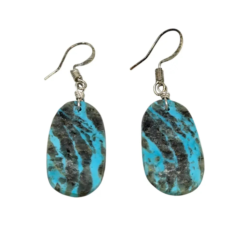 Genuine Turquoise and Sterling Silver Dangle Earrings
