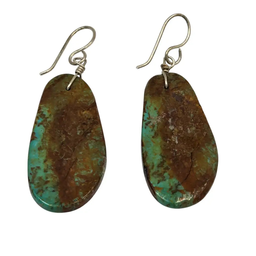 Genuine Turquoise and Sterling Silver Dangle Earrings