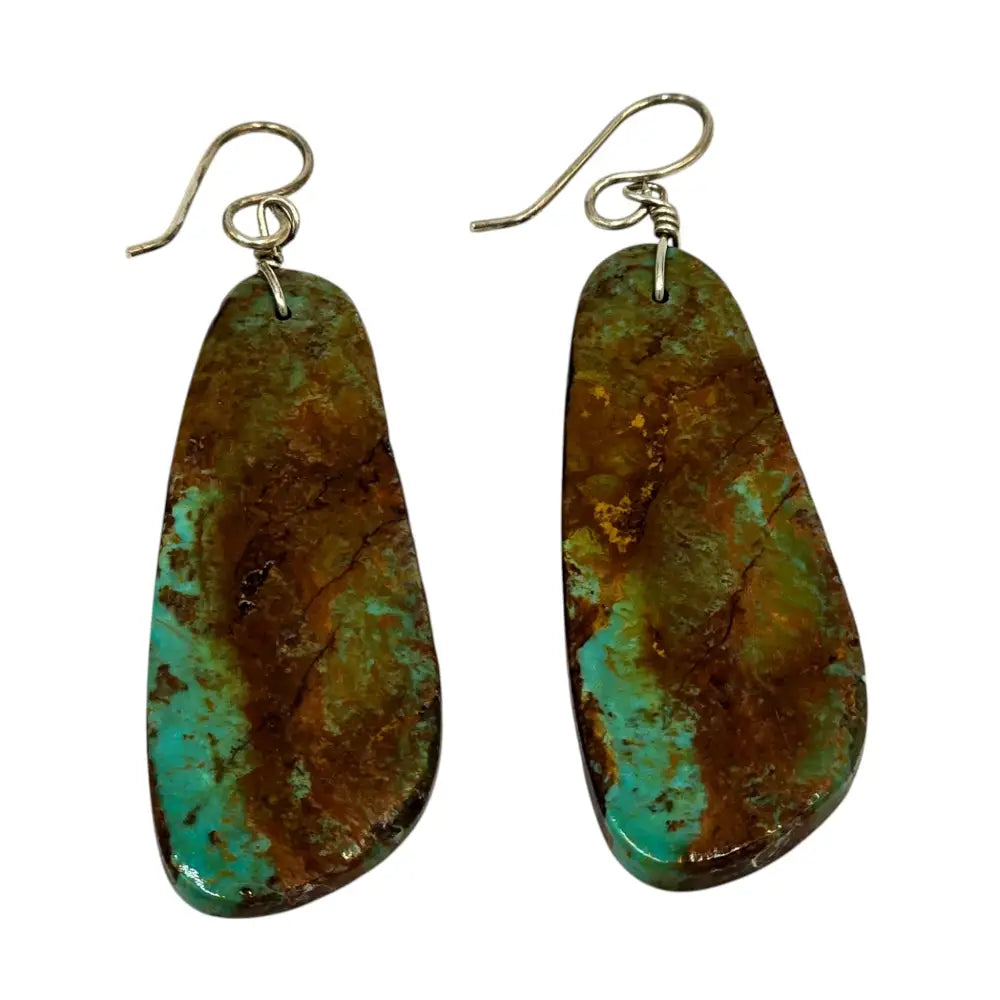 Genuine Turquoise and Sterling Silver Dangle Earrings