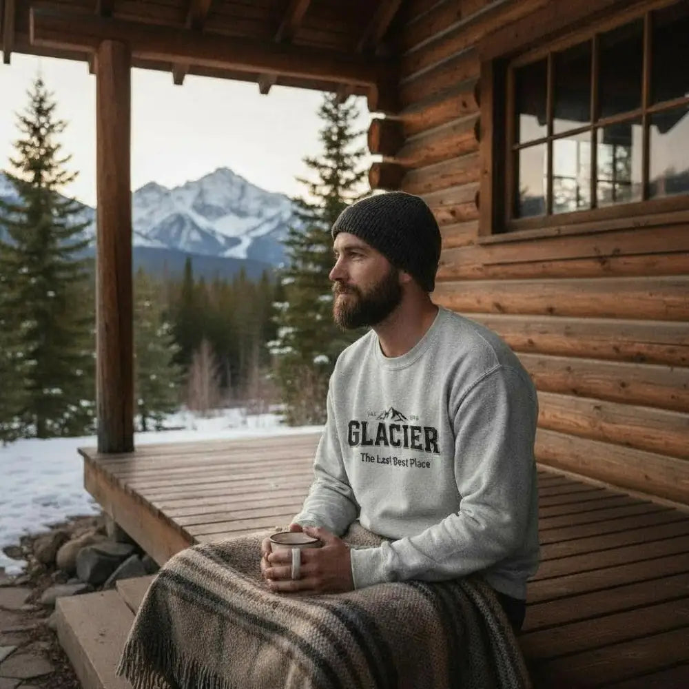 Glacier Est 1910 The Last Best Place Mountain Design Sweatshirt