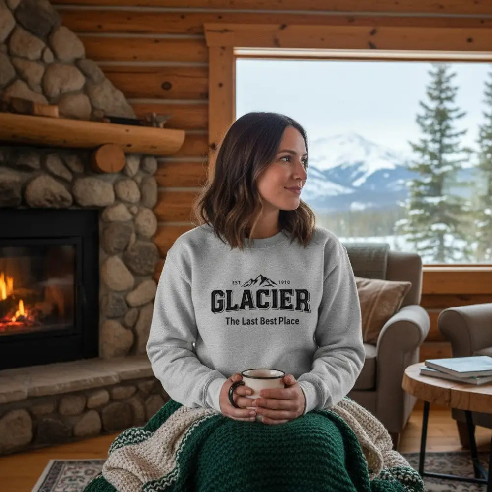 Glacier Est 1910 The Last Best Place Mountain Design Sweatshirt