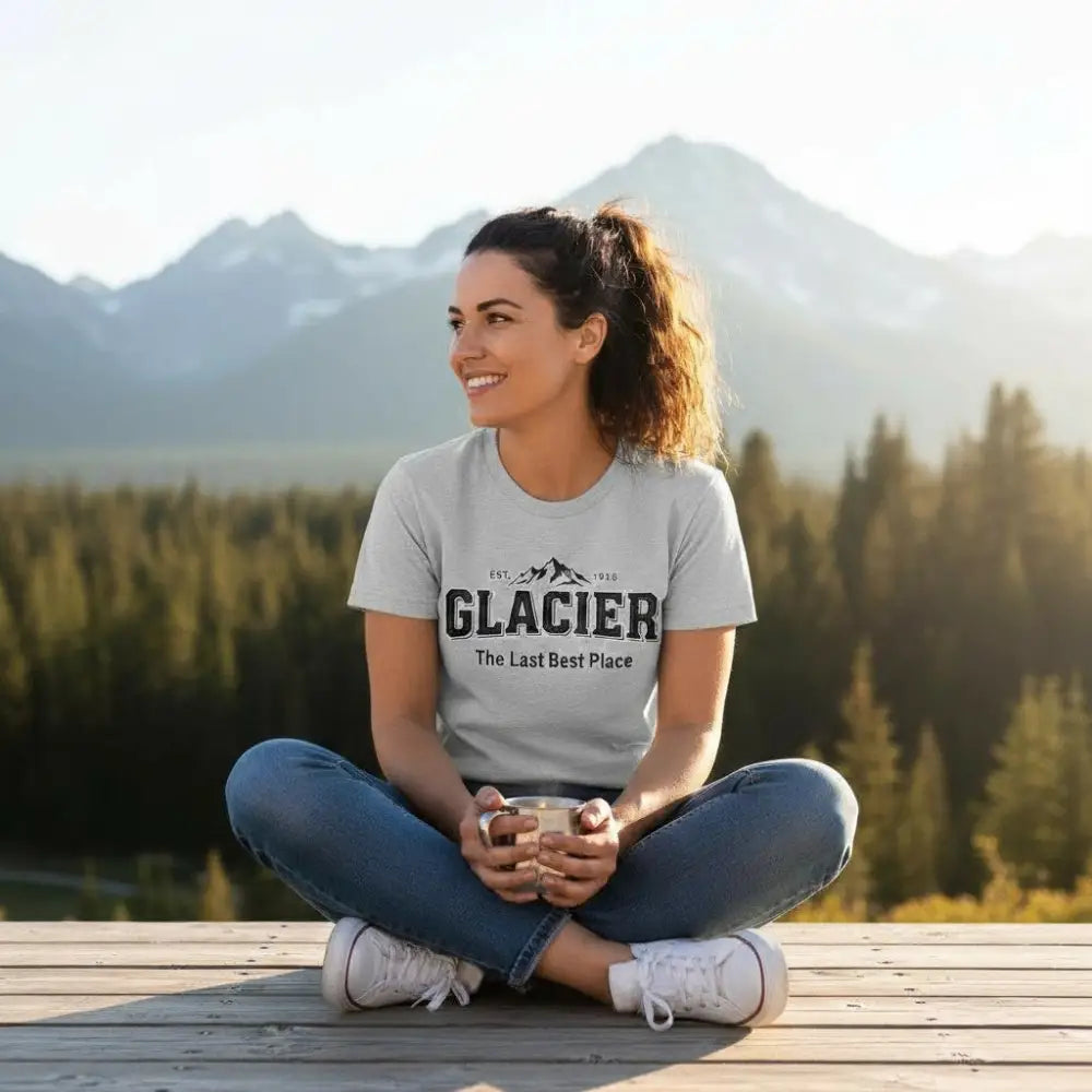 Glacier Est 1910 The Last Best Place Mountain Design T-Shirt