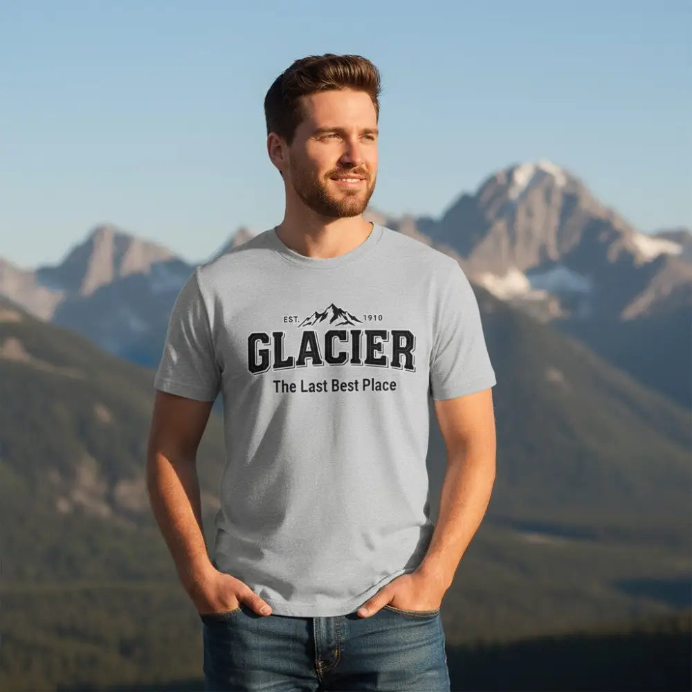 Glacier Est 1910 The Last Best Place Mountain Design T-Shirt