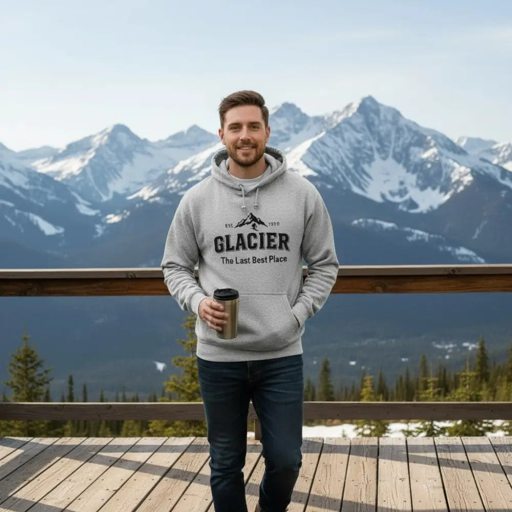 Glacier The Last Best Place Est. 1910 Ski Design Hooded Sweatshirt