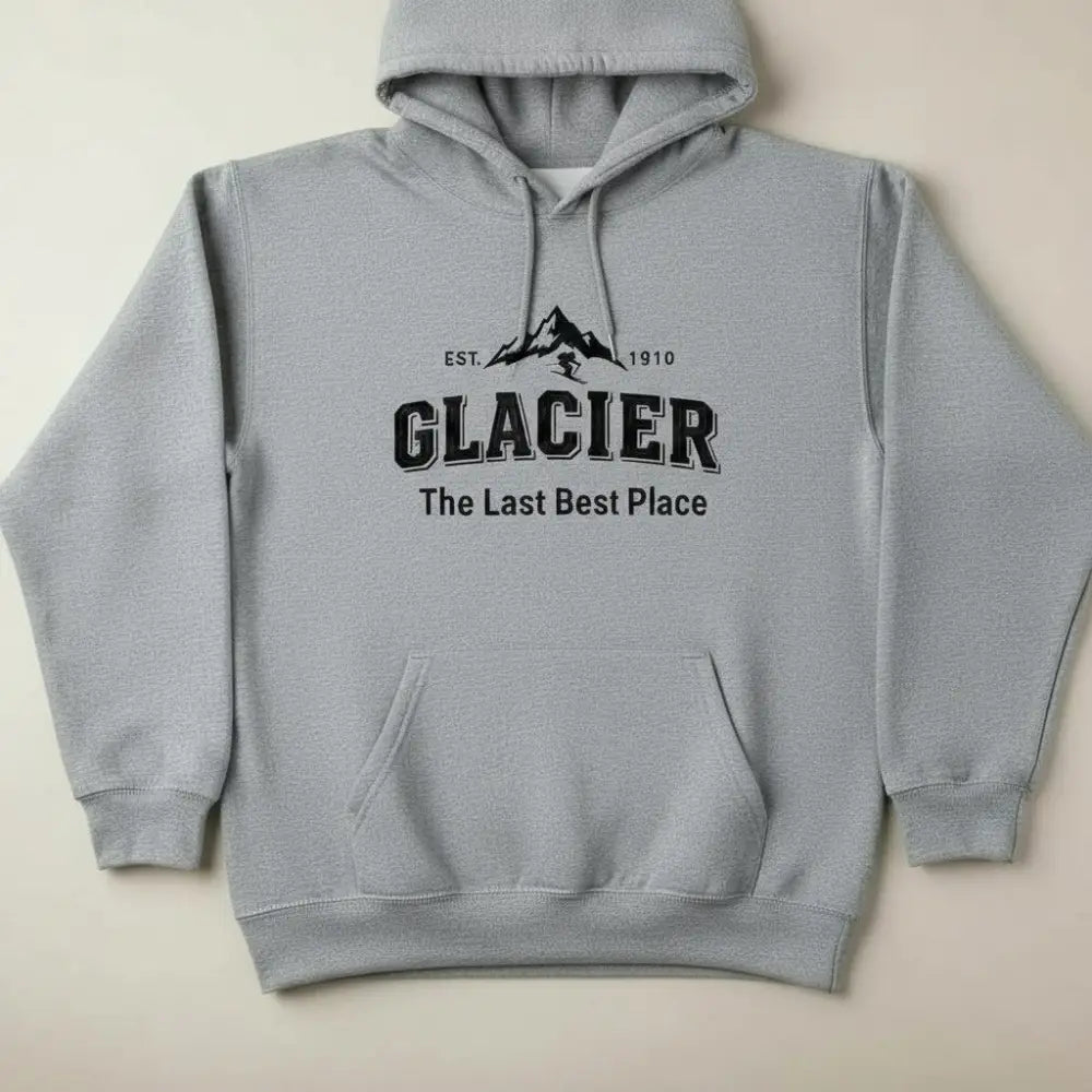 Glacier The Last Best Place Est. 1910 Ski Design Hooded Sweatshirt