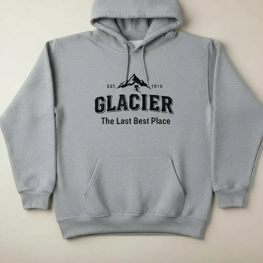 Glacier The Last Best Place Est. 1910 Ski Design Hooded Sweatshirt