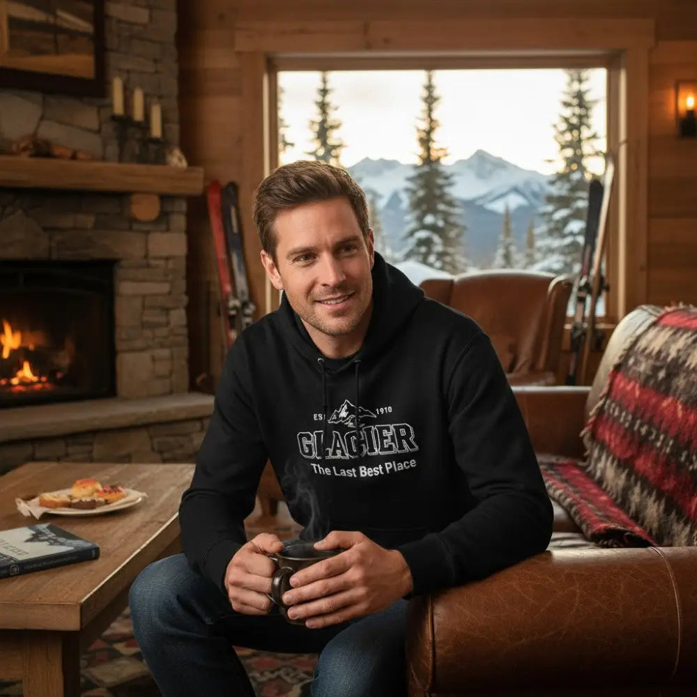 Glacier The Last Best Place Est. 1910 Ski Design Hooded Sweatshirt