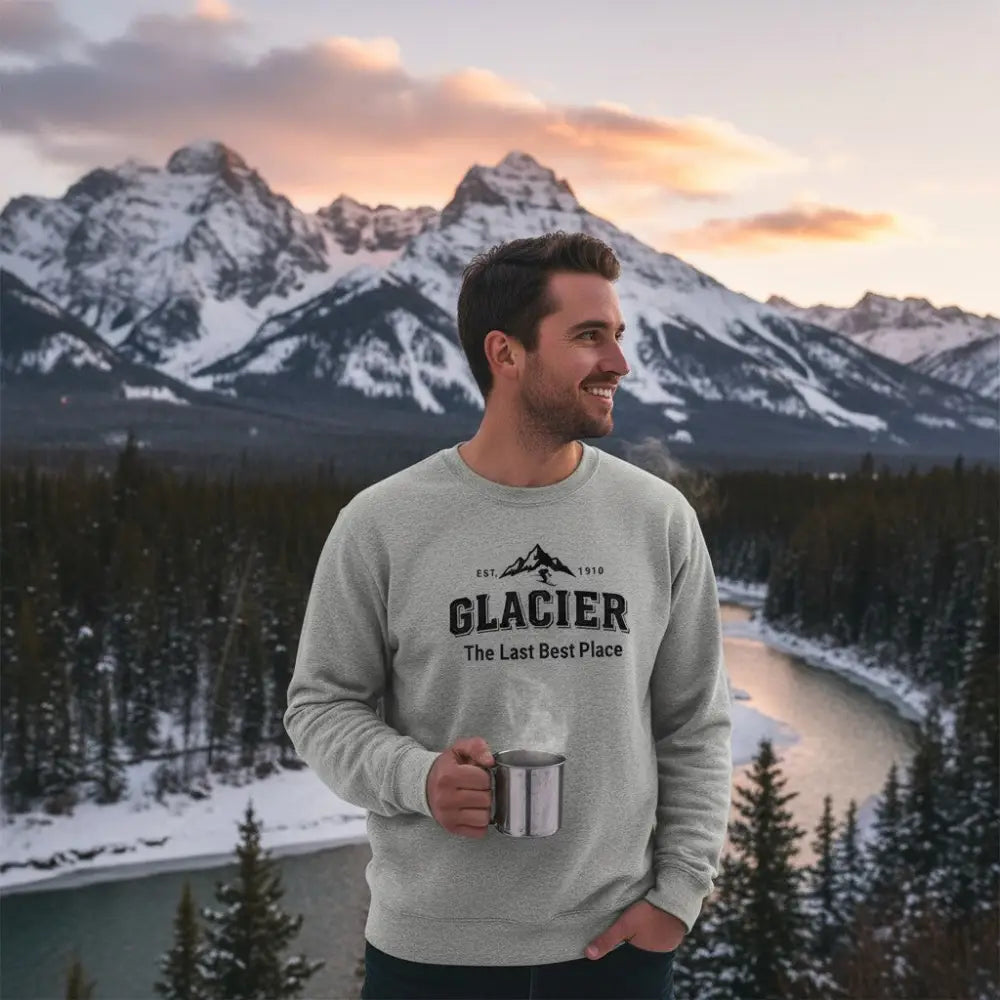 Glacier The Last Best Place Est. 1910 Ski Design Sweatshirt