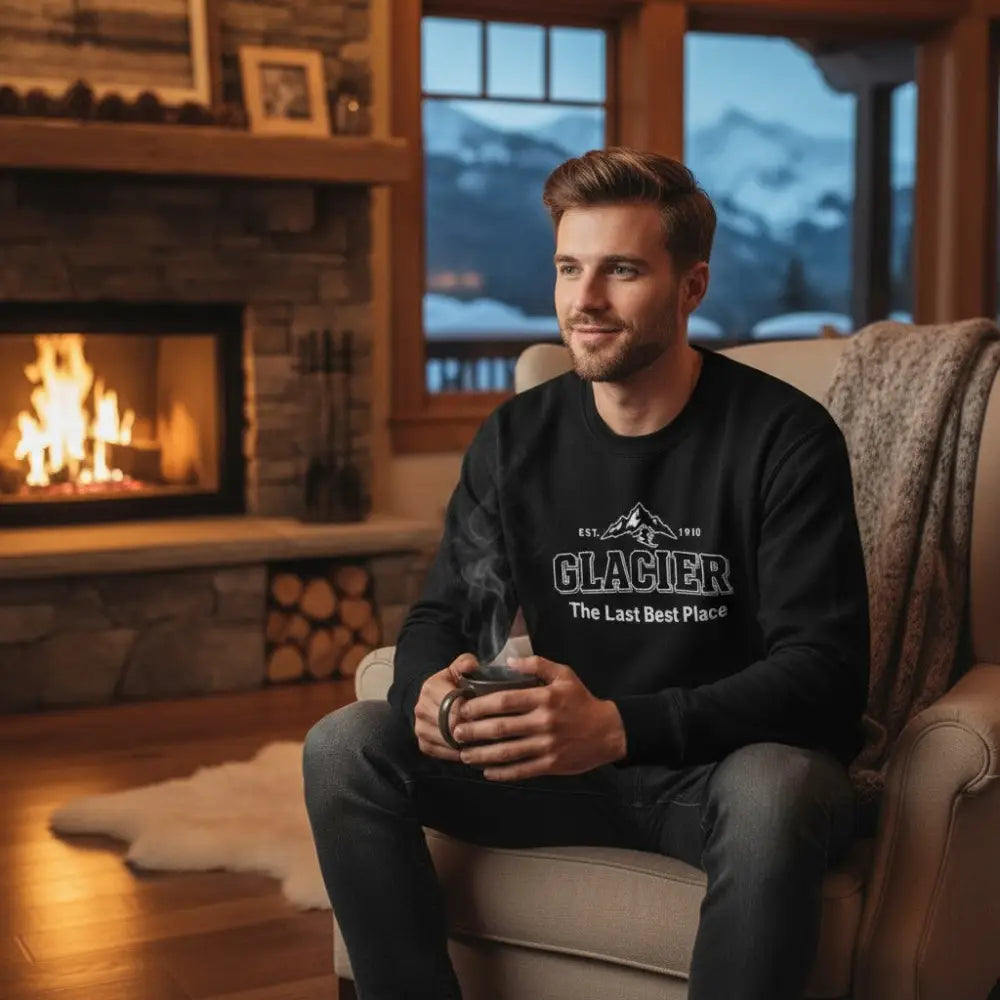 Glacier The Last Best Place Est. 1910 Ski Design Sweatshirt