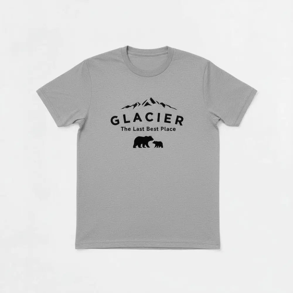 Glacier The Last Best Place Mama Bear and Cub Mountain Design T-Shirt