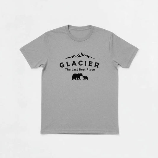 Glacier The Last Best Place Mama Bear and Cub Mountain Design T-Shirt