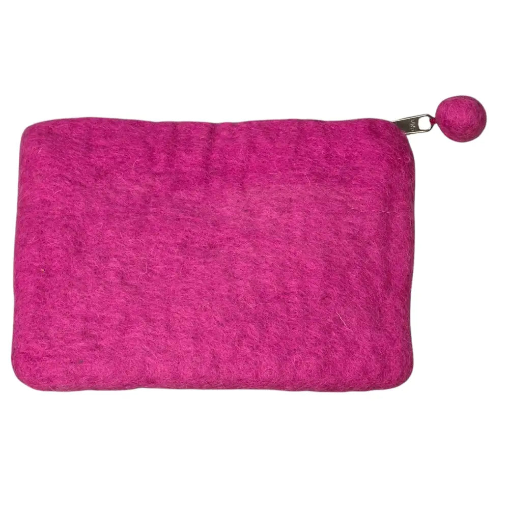 Hand Crafted Wool Felt Coin Purse Rose Pink in Color Emblazoned with a Butterfly