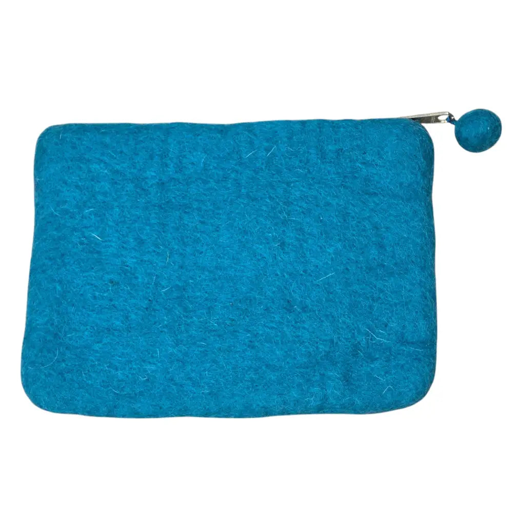 Hand Crafted Wool Felt Coin Purse Teal in Color Emblazoned with a Butterfly