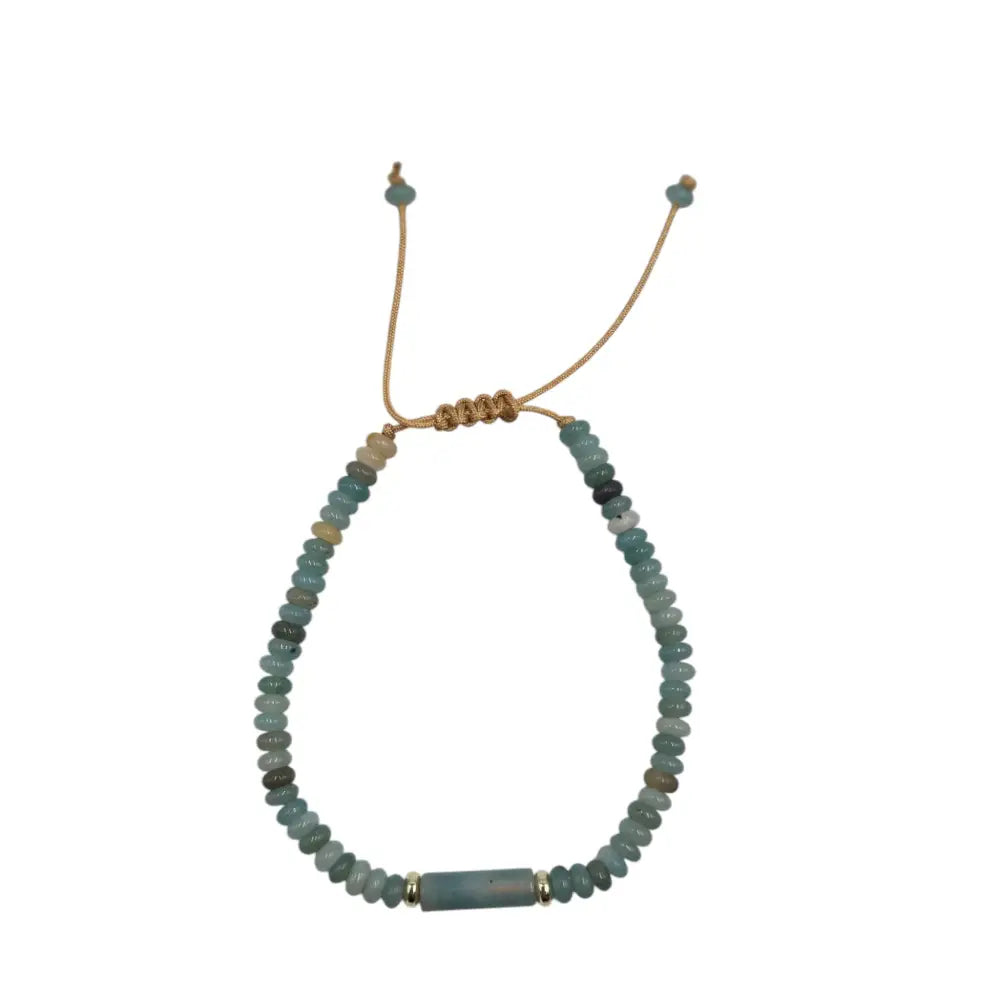 Handcrafted Adjustable Natural Stone Beaded Boho Bracelet Amazonite