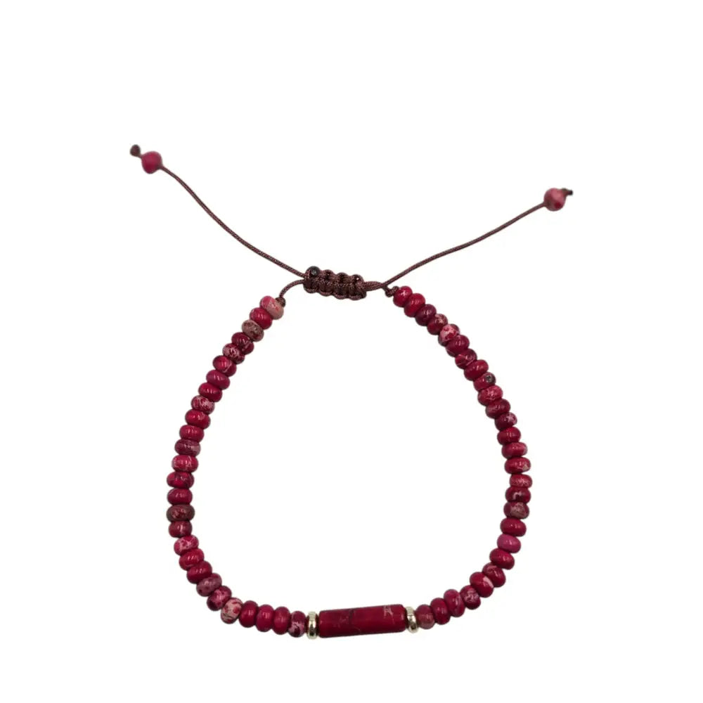 Handcrafted Adjustable Natural Stone Beaded Boho Bracelet Red Sea Sediment