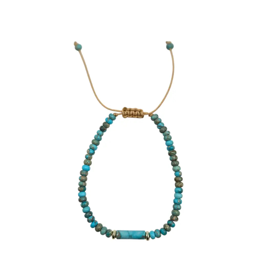 Handcrafted Adjustable Natural Stone Beaded Boho Bracelet Turquoise