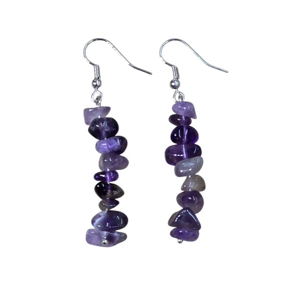 Handmade Amethyst Gemstone Chip Earrings