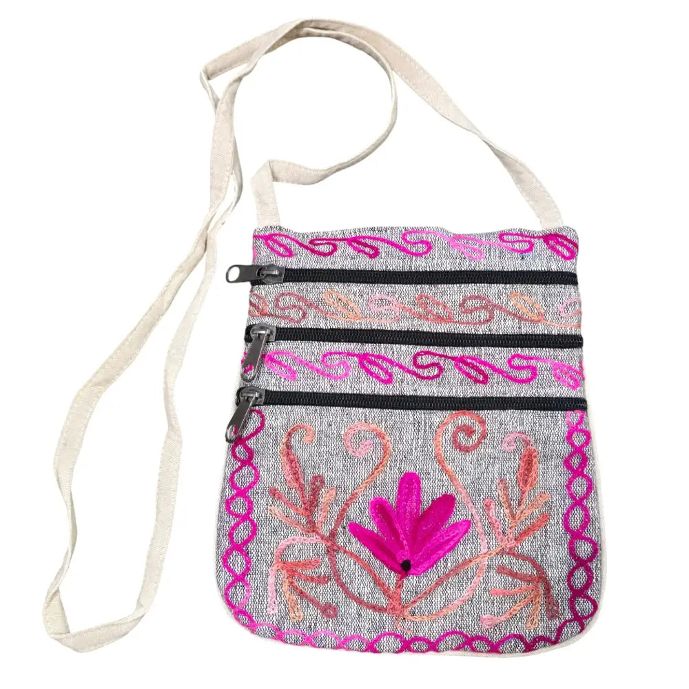 Handmade Boho Natural Embroidery Cross-Body Travel Bag