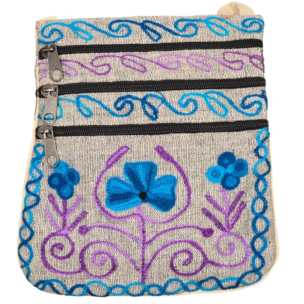 Handmade Boho Natural Embroidery Cross-Body Travel Bag