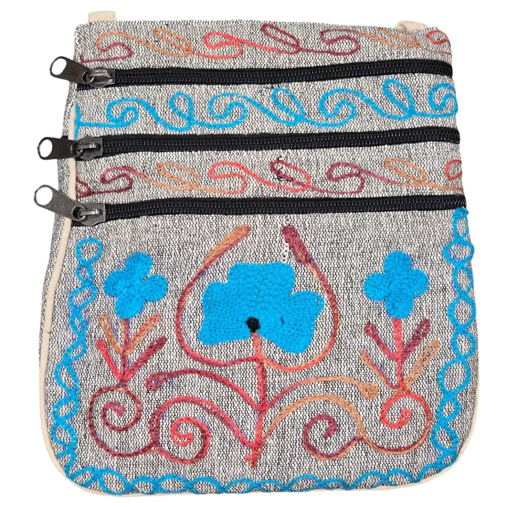 Handmade Boho Natural Embroidery Cross-Body Travel Bag