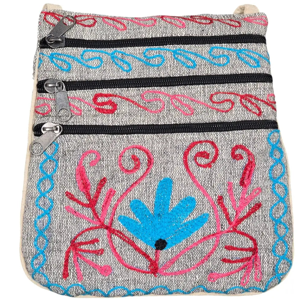 Handmade Boho Natural Embroidery Cross-Body Travel Bag
