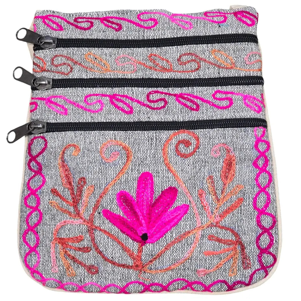 Handmade Boho Natural Embroidery Cross-Body Travel Bag