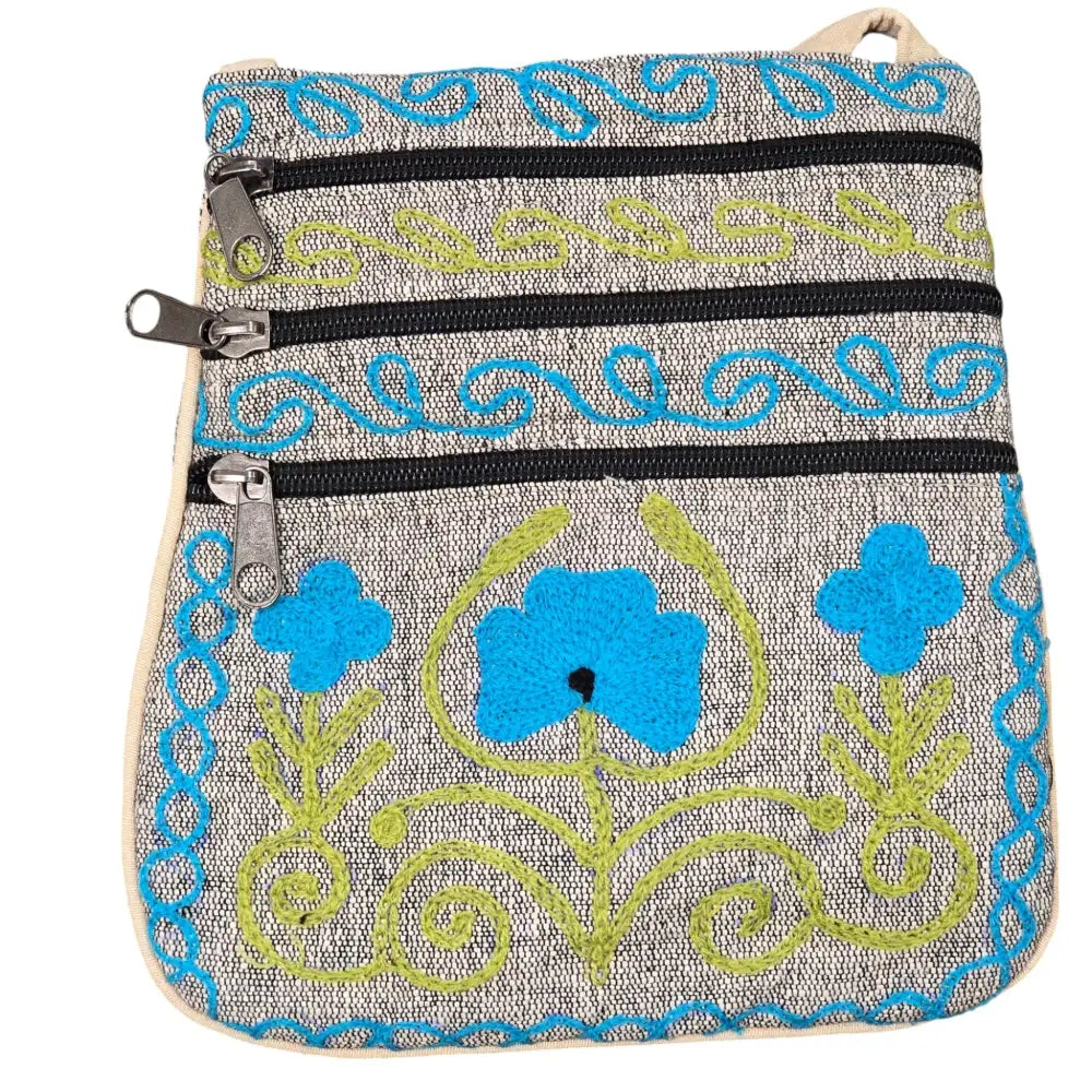 Handmade Boho Natural Embroidery Cross-Body Travel Bag