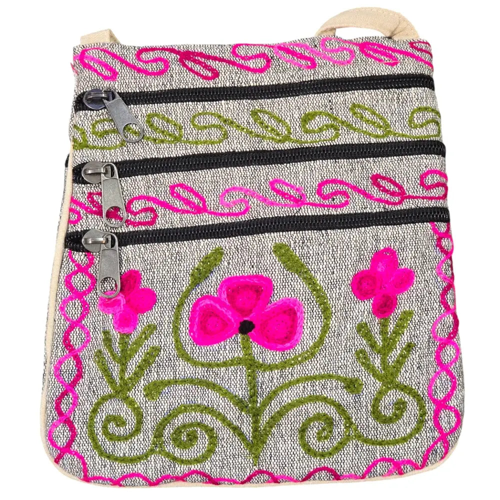 Handmade Boho Natural Embroidery Cross-Body Travel Bag